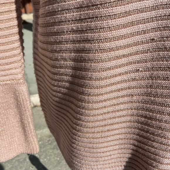 Calvin Klein Womens Sweater Size Medium Pink Metallic Gold Cowl Neck Ribbed Knit - Picture 8 of 8